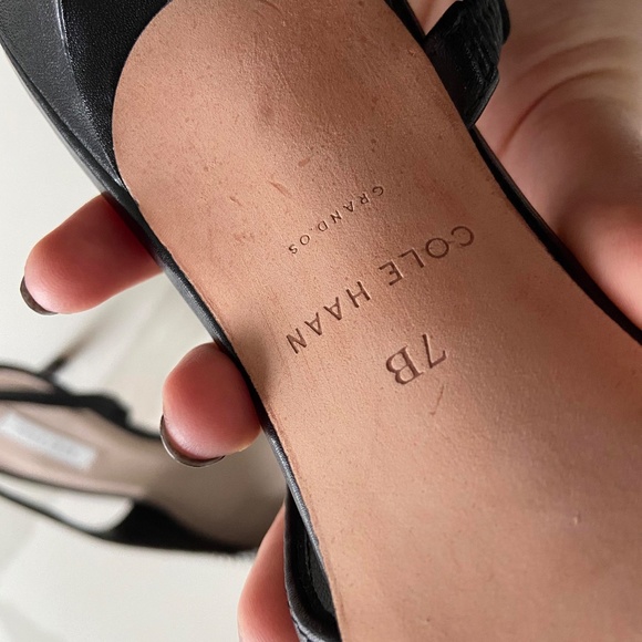 COLE HAAN Highline Black White Snake Print Leather Pointed Toe Slingback Pumps - Picture 10 of 10